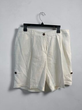 Eileen Fisher Organic Linen Shorts White Size 14 Relaxed Summer Minimalist